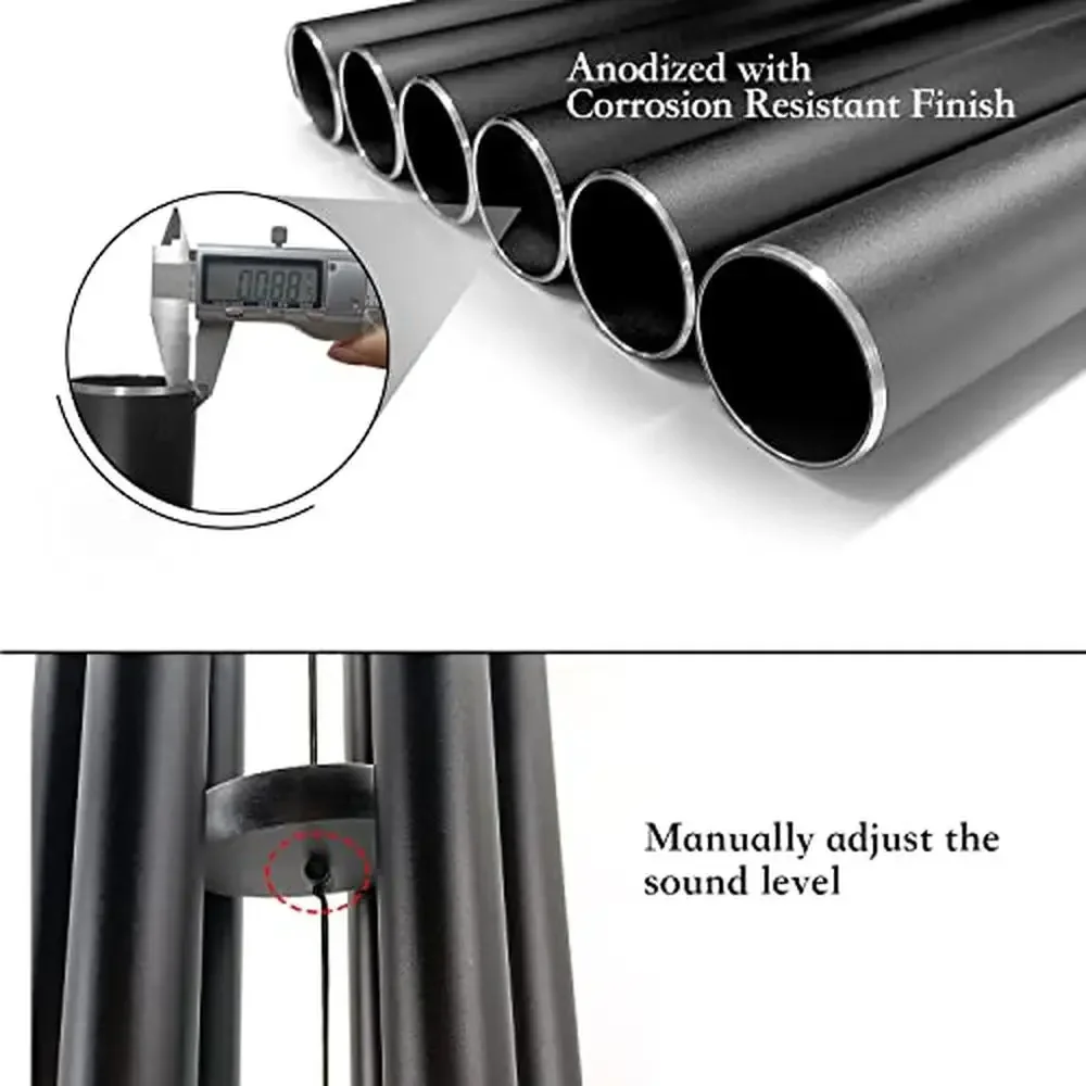 Deep Tone 66 Inch Outdoor Wind Chimes Relaxing Melody with 6 Tuned Tubes Memorial Sympathy Gifts Aluminum Construction Garden