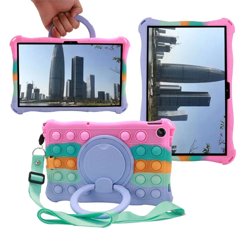 

для Lenovo Xiaoxin Pad 2022 Чехол Tab M10 Plus 3-го поколения 10,6 дюйма TB128XU TB128FU TB125FU Чехол для детей Мягкий пузырьковый плечевой ремень Funda