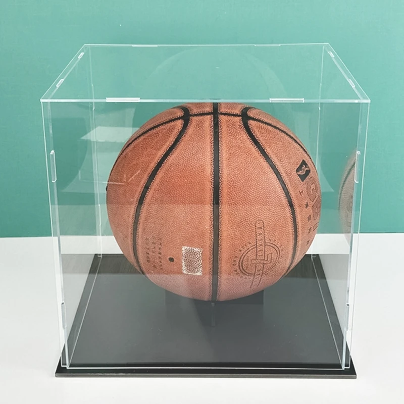 N0HA Clear Acrylic Display Case Dustproof Basketball Holder Display Box for Baseball Soccer Volleyball Figures Collectibles