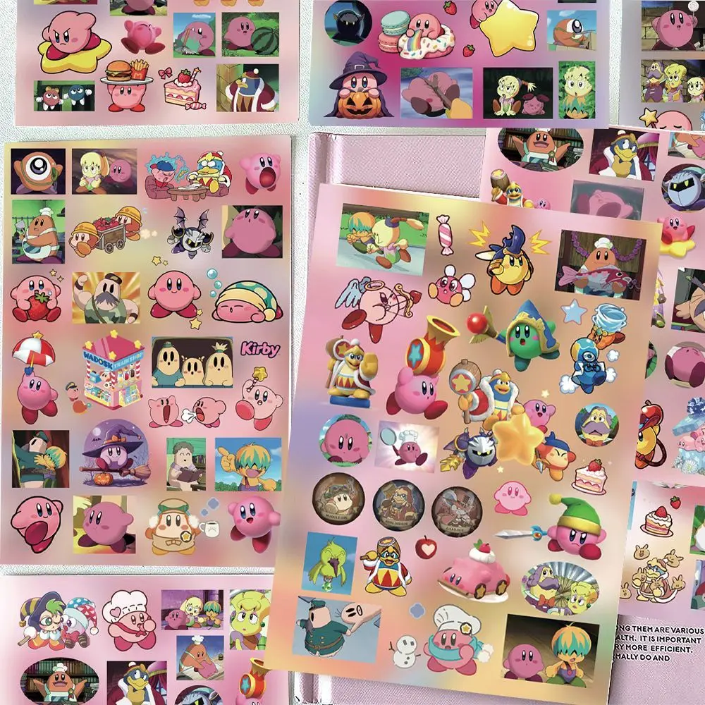 8PCS Kawaii Kirby 스티커 소녀 DIY 데칼 전화 노트북 병 스크랩북 수하물 귀여운 애니메이션 낙서 장식 어린이 장난감