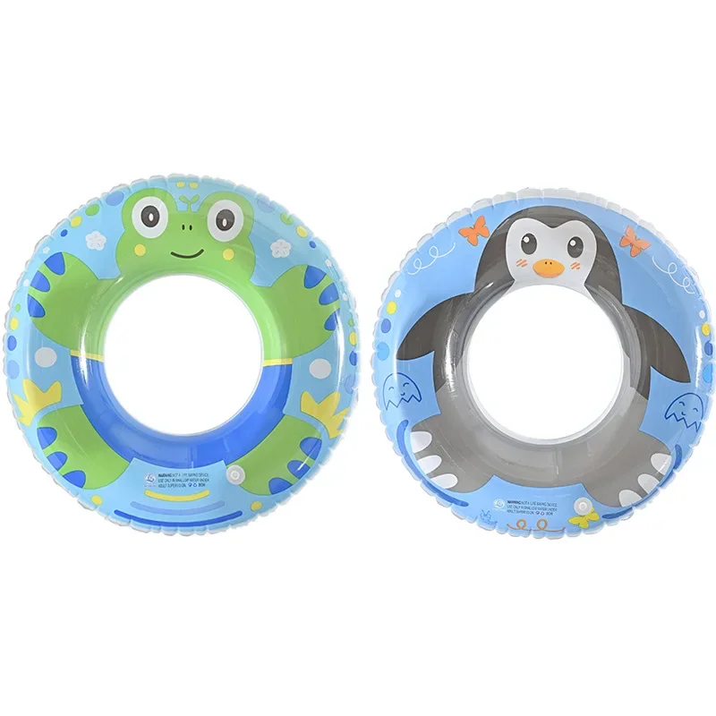 Children's Inflatable Swimming Ring Frog Penguin Print Thicker Underarm Life Jacket Buoyancy Aid Water Sports Entertainment