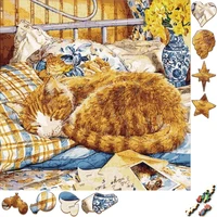 Creative Wooden Puzzle Lazy Orange Cat Funny Toy Animal Wood Puzzles Smart Games Shaped Jigsaw Puzzle Best Gift For Friends 1