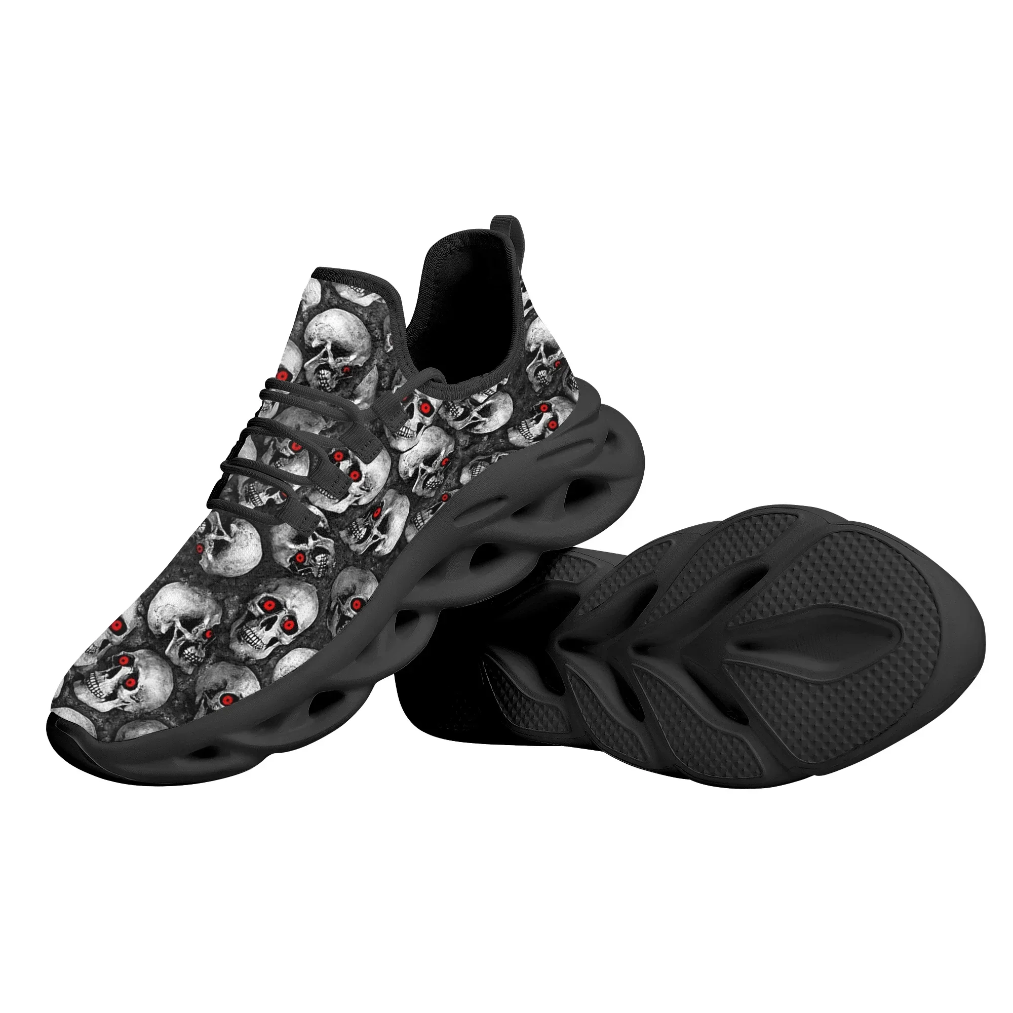 Cool Skull Pattern Ladies Flat Shoes Comfortable Lace Up Casual Sneakers For Women Light Platform Sneakers Zapatos