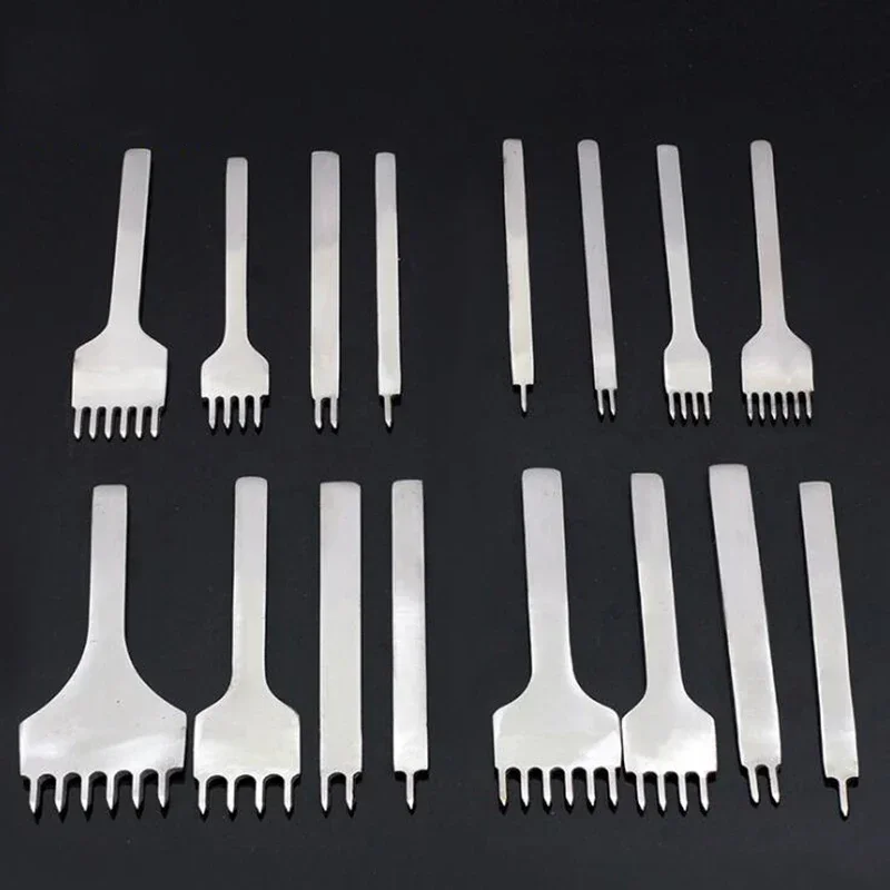 Leather Hole Puncher Leather Hole Punch Leather Punch Tool 3/4/5/6mm Spacing Punch Tool for Leather Lacing Stitching Sewing DIY 1/2/4/6 Prong