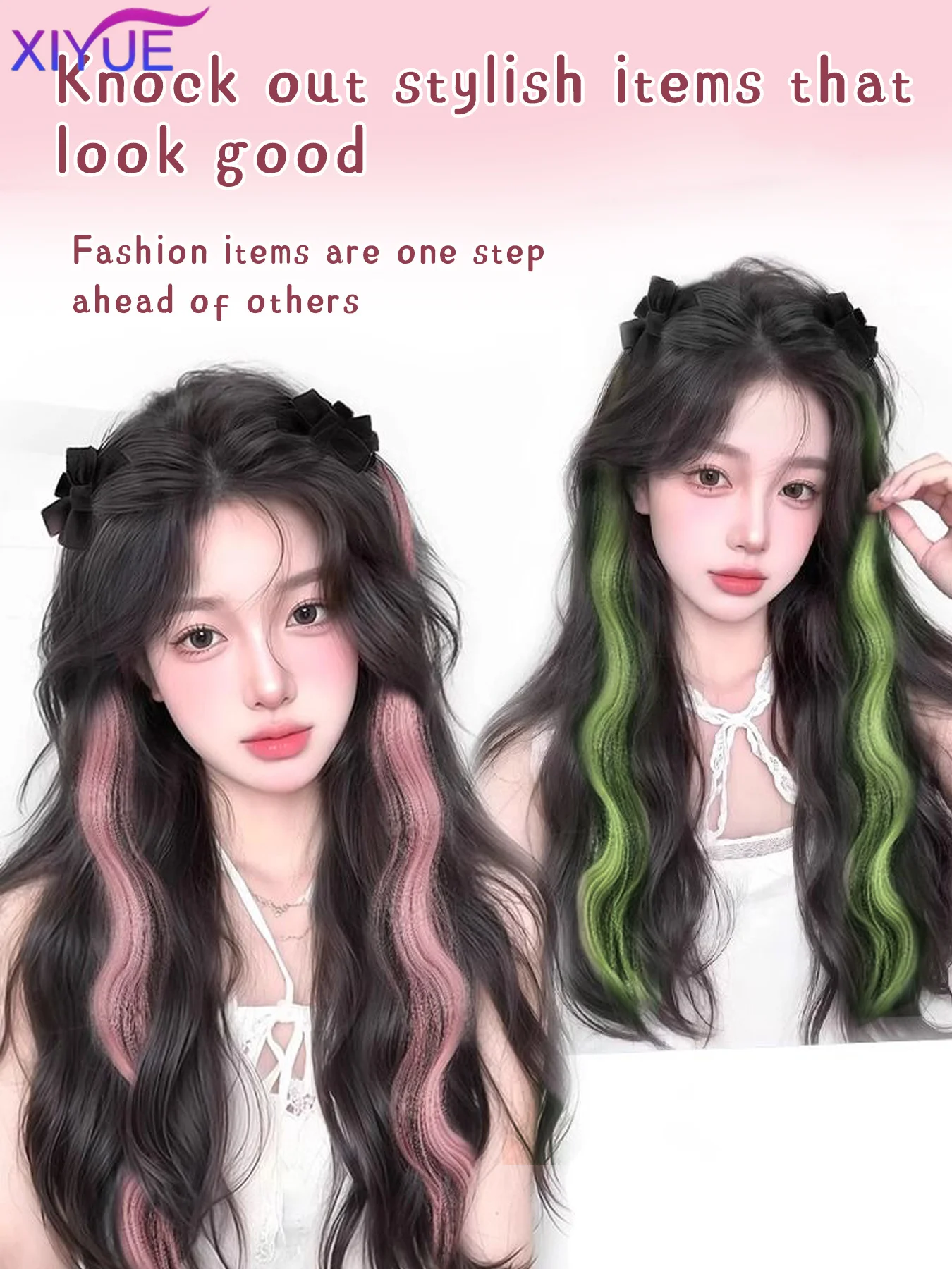 XIYUE 2PC Synthetic Bow Clip Water Ripple Braid Ponytail Women's Claw Clip Big wave ponytail Curly Hair For Women Daily Party