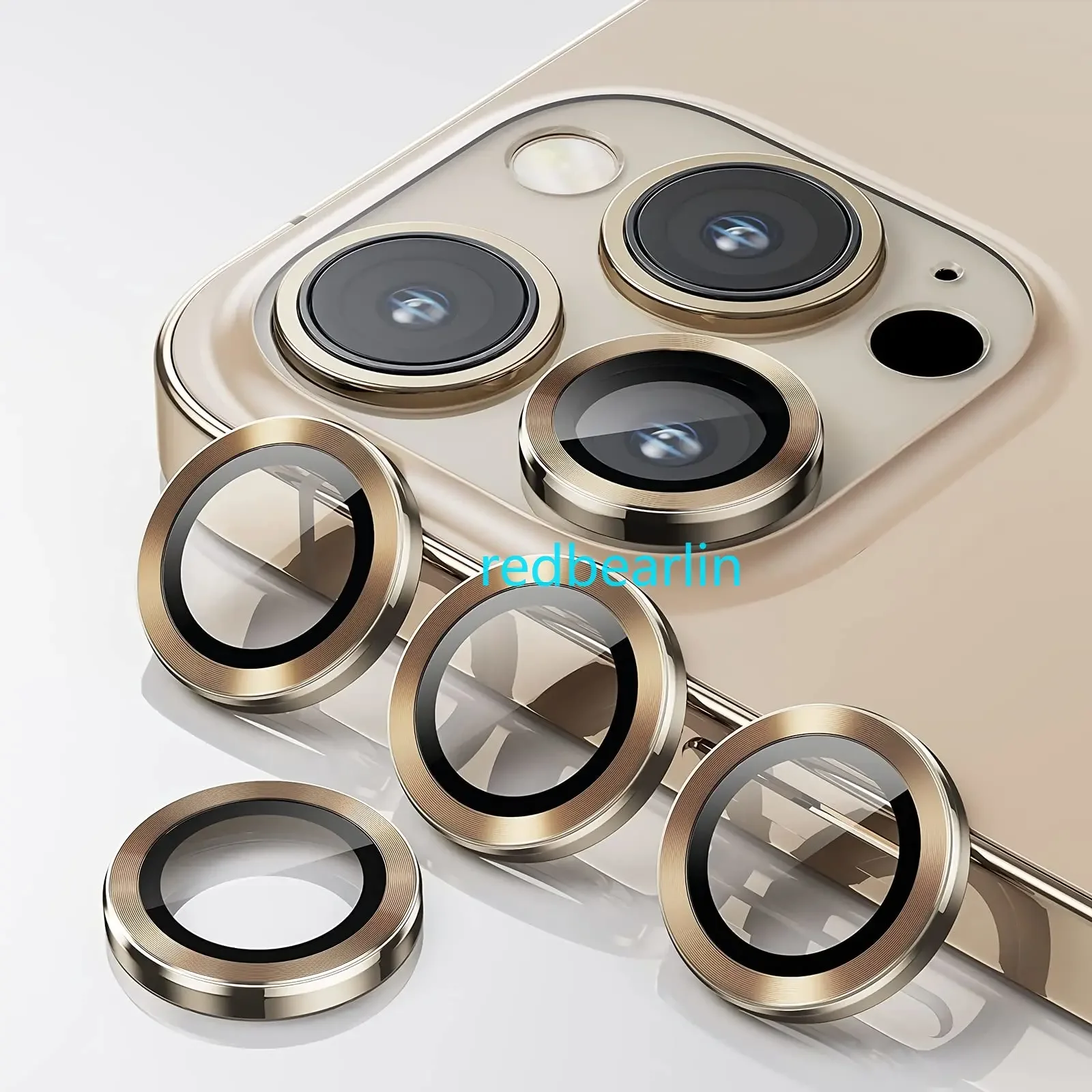 100pcs Camera CD Metal Ring Glass Protector for iphone 11 12 13 15 plus 14 Pro max Tempered Lens Film Cover Screen Protection