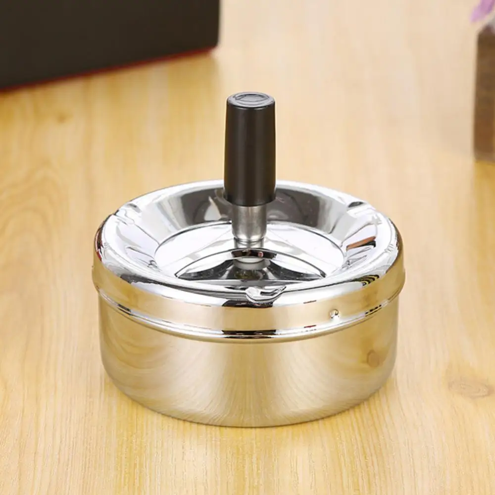 Windproof Creative Stainless Steel Rotation Lid Home Hotel Ashtray Smoker Gift
