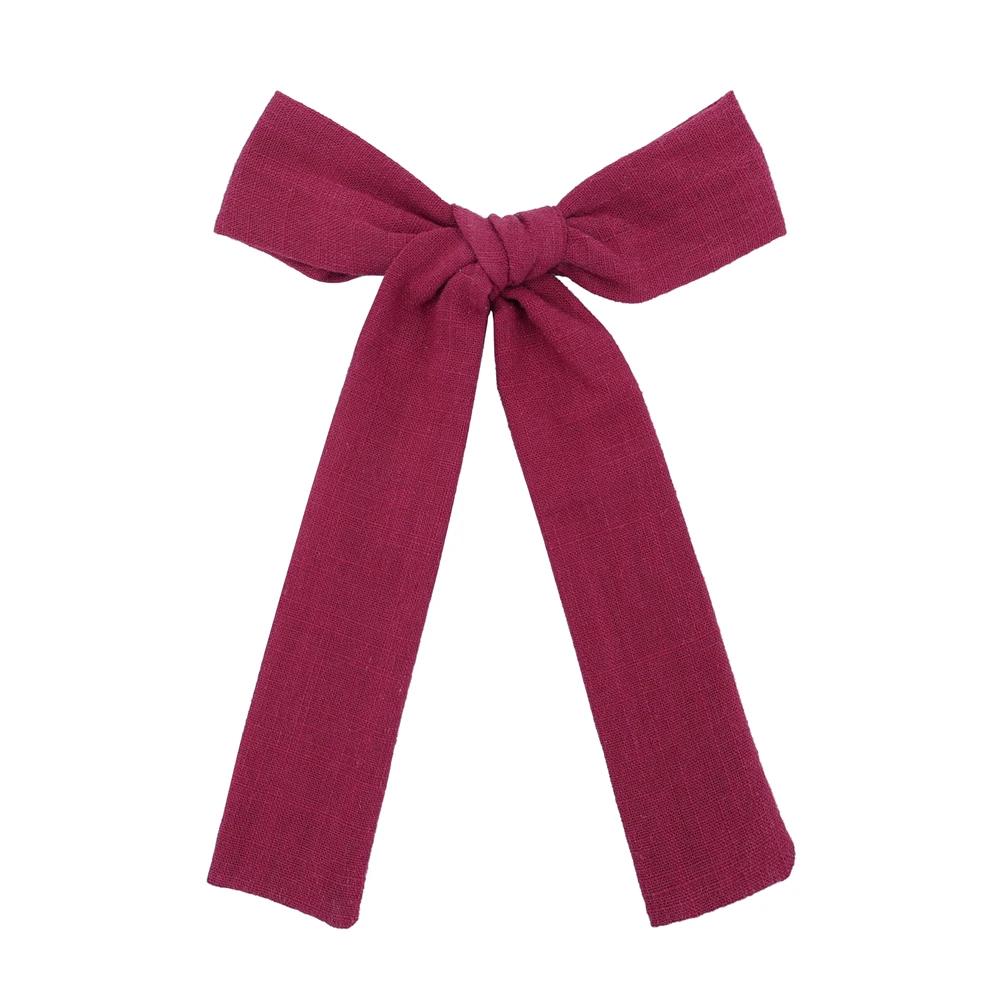Long Tail Linen Hair Bow Clips for Little Girl Kids Mom Women Ponytail Knot Bows Alligator Clip Hair Accessories