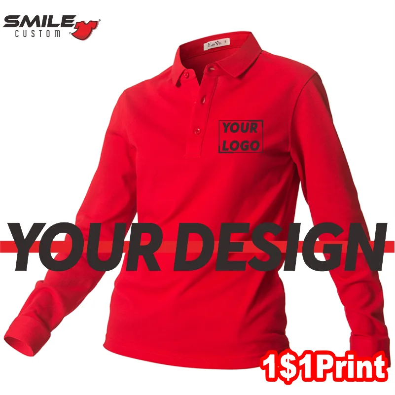 Autumn Winter Men's And Women's Long Sleeve Polo Custom Embroidery Logo