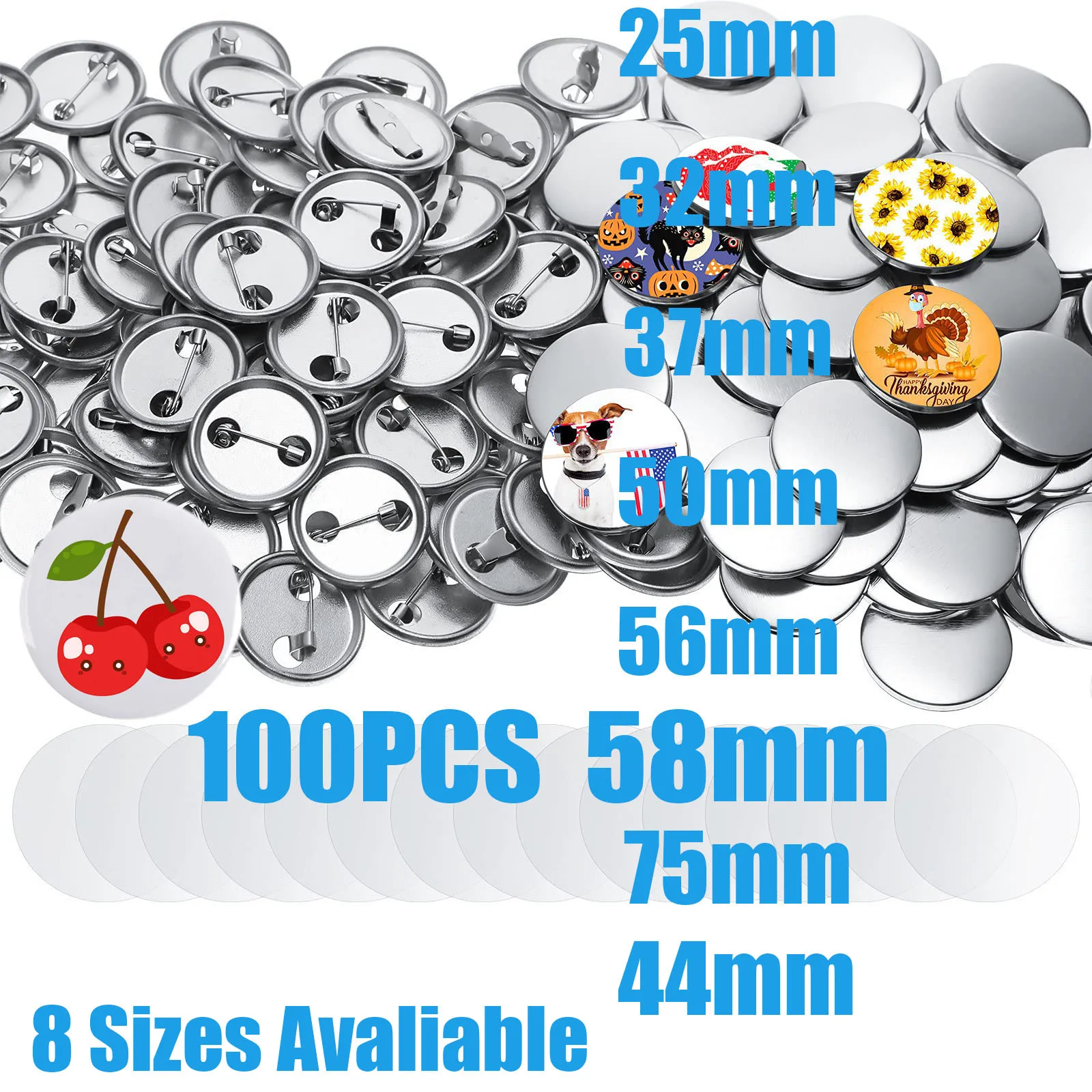 100 Pcs Transparent PVC Badge Maker Films - 25mm & 58mm Sizes, Protective Covers For DIY Buttons