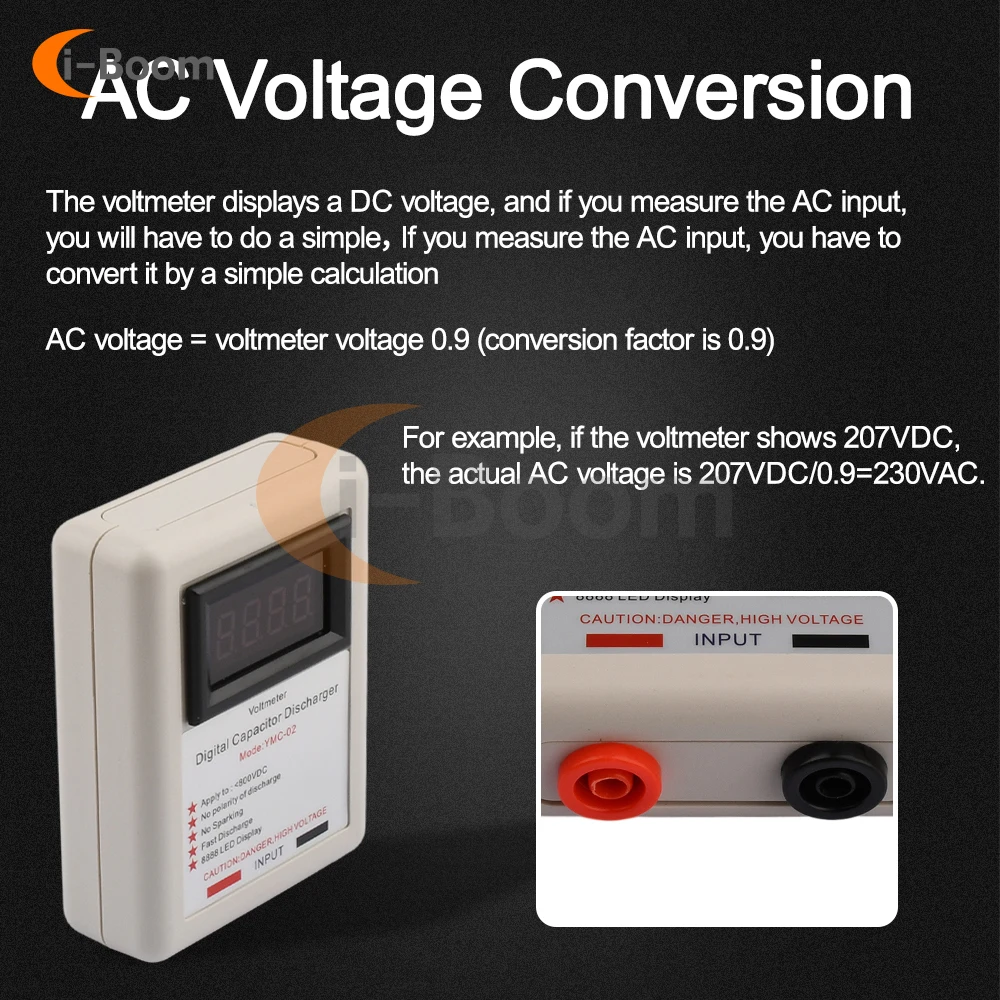 800V High Voltage Capacitor Quick Discharger High Voltage Discharge Tool Electrician Safety Protection Tool LCD Screen Display 6