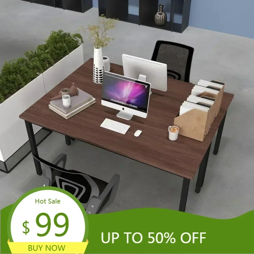 "elegant 9-foot rustic walnut conference desk for 4-8 people, ideal for meetings, studies, writing, and podcasts"