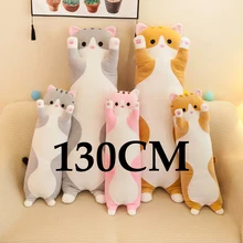 

130cm Cute Cat Plush Toys Stuffed Animal Cat Creative Long Soft Pillow Toys Office Nap Sleep Pillow Cushion Gift Doll For Kids