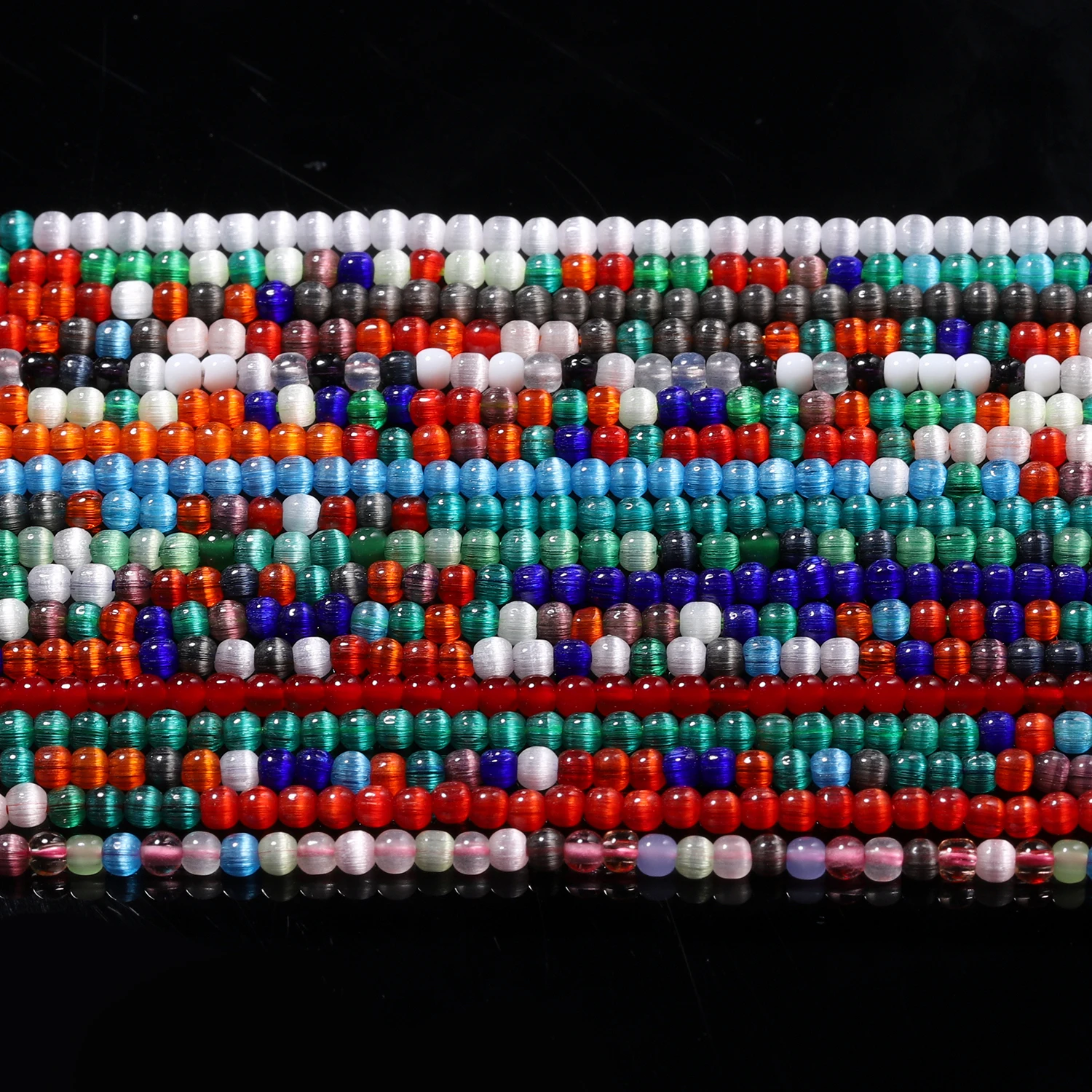 Gradient Colorful Cat Eye Glass Beads for DIY Jewelry and Crafts