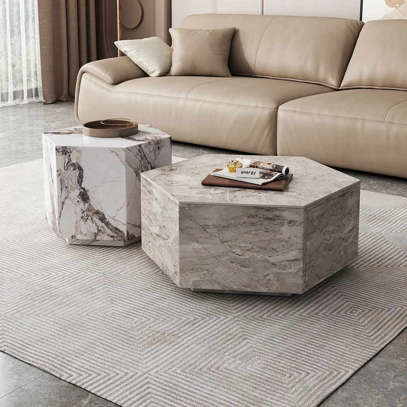 

Итальянский роскошный шестиугольный чайный столик, дизайнерский современный простой чайный столик для гостиной, Маленький мраморный чайный столик