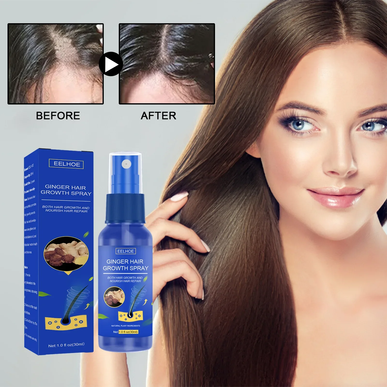 Hair Growth Spray Ginger Extract Prevent Baldness Promote Thicker Longer Anti Hair Loss