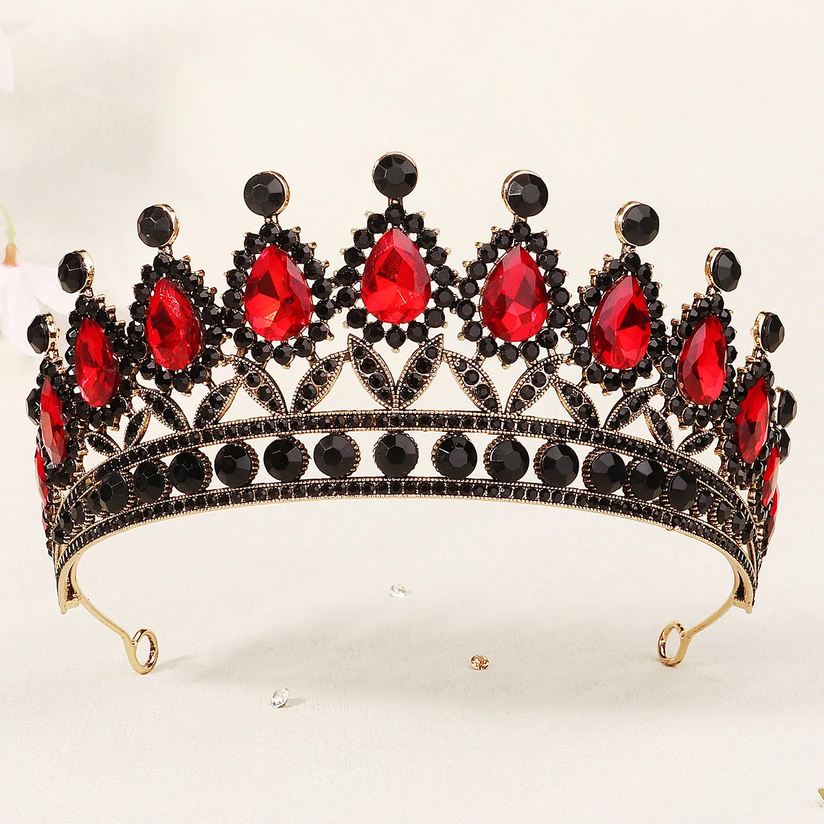 Red Rose Bridal Tiara Bride Headdress Alloy Rhinestone Wedding Crown for Prom, Red Rose Flower Crown, Red Bridal Tiara, Bride Headpiece  main image 4