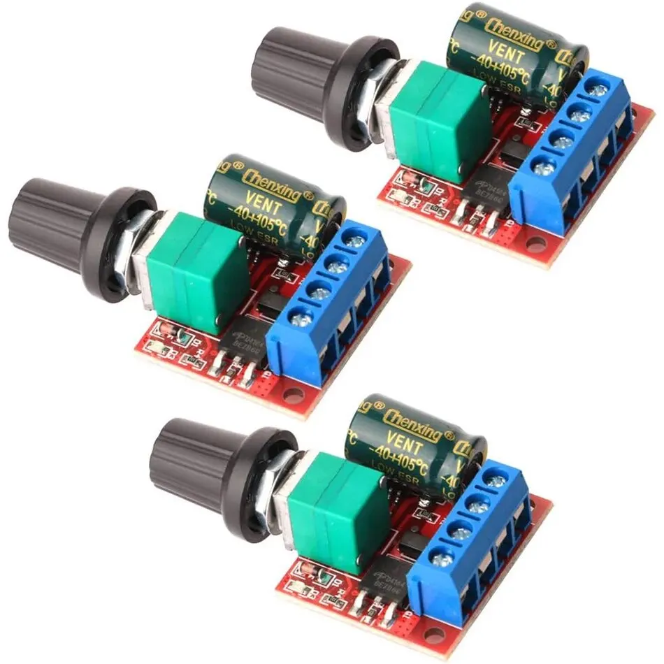 Mini contrôleur de vitesse PWM pour moteur à courant continu, Module de commutation réglable de vitesse DC 5V-35V 5A, régulateur de tension Variable 6V 12V 24V 3 pièces