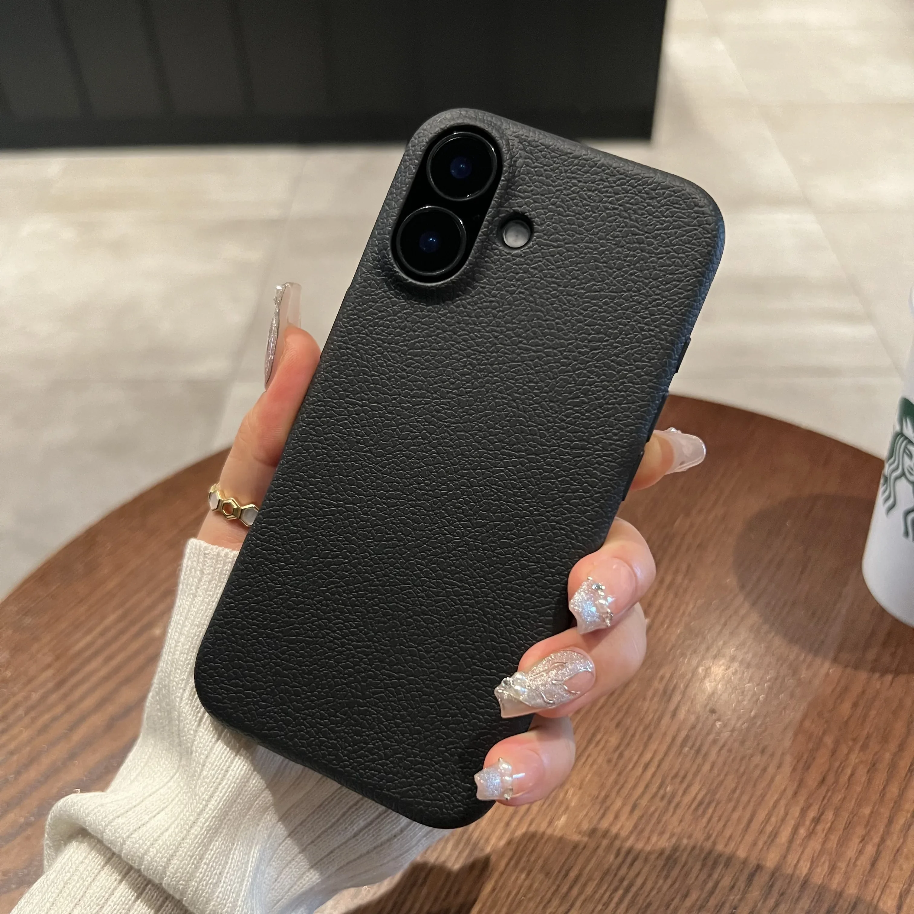 Elegant Leather Texture Shockproof Silicone Case with Lichee Pattern