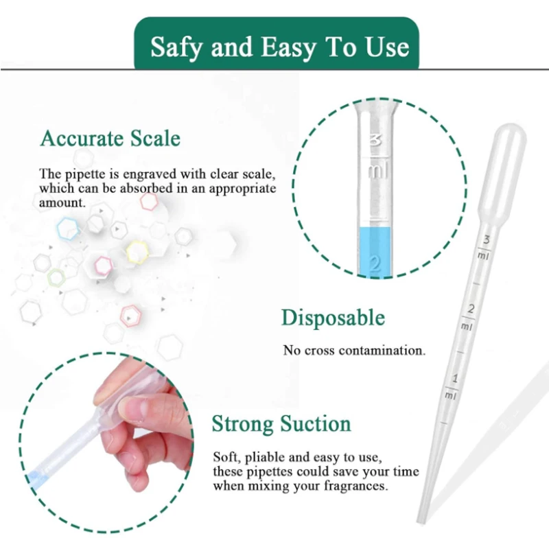 25-100PCS Practical Transparent Pipettes Disposable Safe Plastic Eye Dropper Transfer Graduated Pipettes Educational Supplies