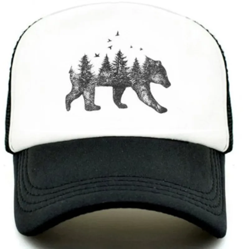 

VACIGODEN Trucker Cap Cool Bear Mesh Baseball Cap Summer Hip Hop Men Women Hunting Hat Spring Outdoors Animal Caps