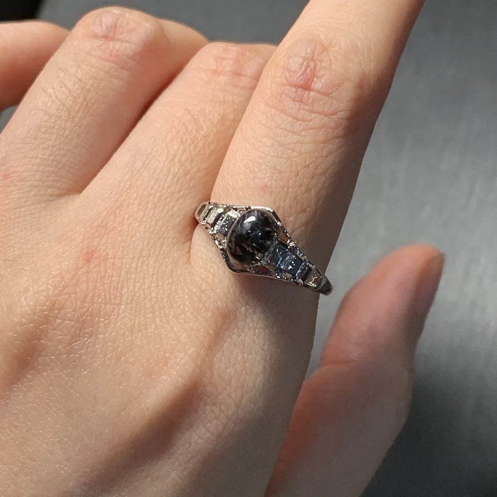 MM Natural Black Rutilated Quartz Ring Adjustable Female Jewelry for Women Gift Wholesale High Quality Vintage Fine