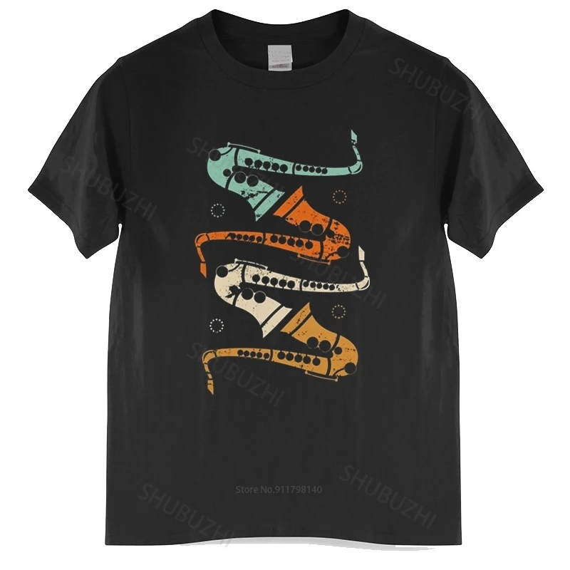 

New Arrived Mens t shirt Male Retro Saxophone T Shirts Men Cotton Music Tshirt Casual Jazz Lover Homme Black T-shirt euro size