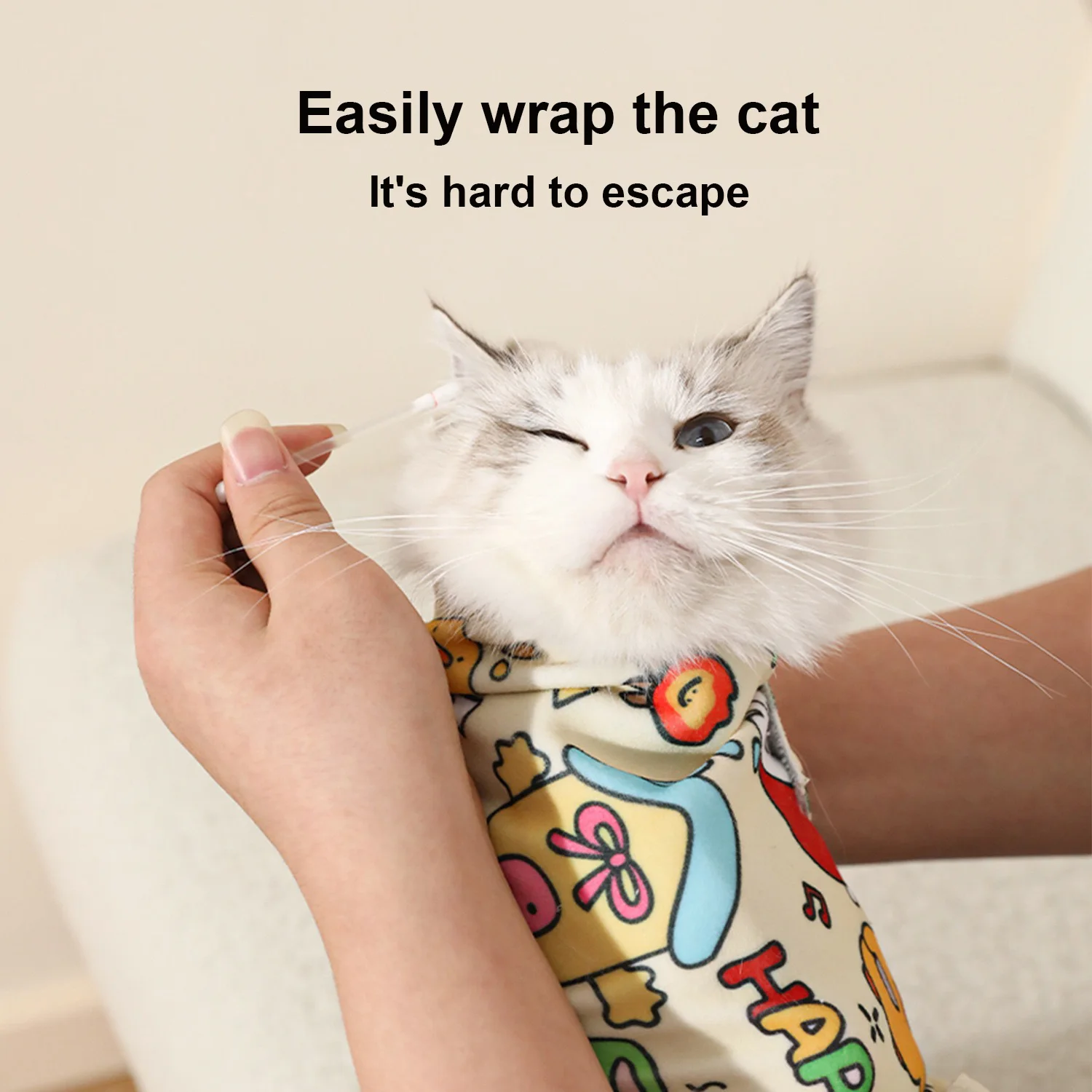 Cat Grooming Wrap Self-Adherent Cat Swaddle Burrito Wrap Anti-Bite Anti-Scratch Anti-Escape for Medicine Nail Clipping Pet Tool 2