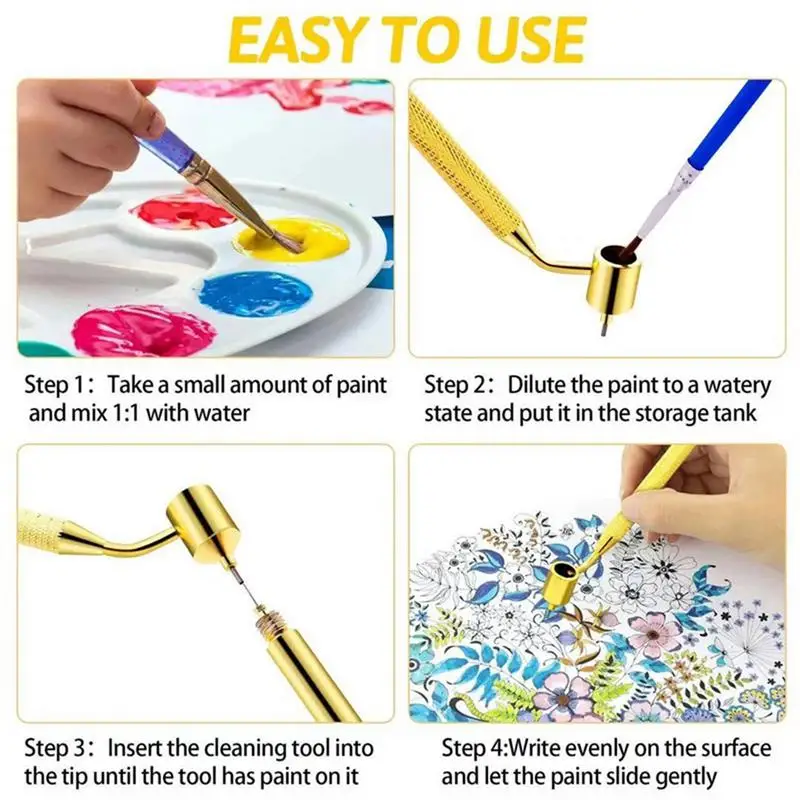Metal Thin Line Fluid Writer Paint Smudger Liquid Writer 0.5mm/0.7mm For Tilting Precision Scale Pen Repair Touch Up Paint Pen