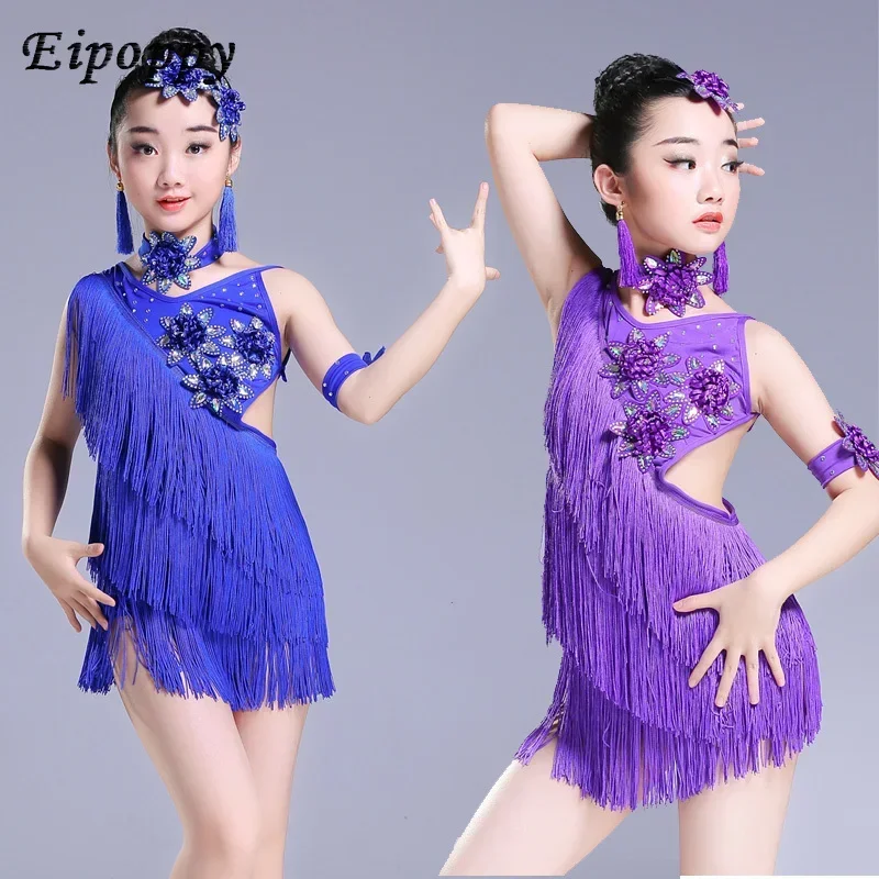

Children Latin Dance Skirt Dancing Dress Racing Suit Children Exercise Clothing
