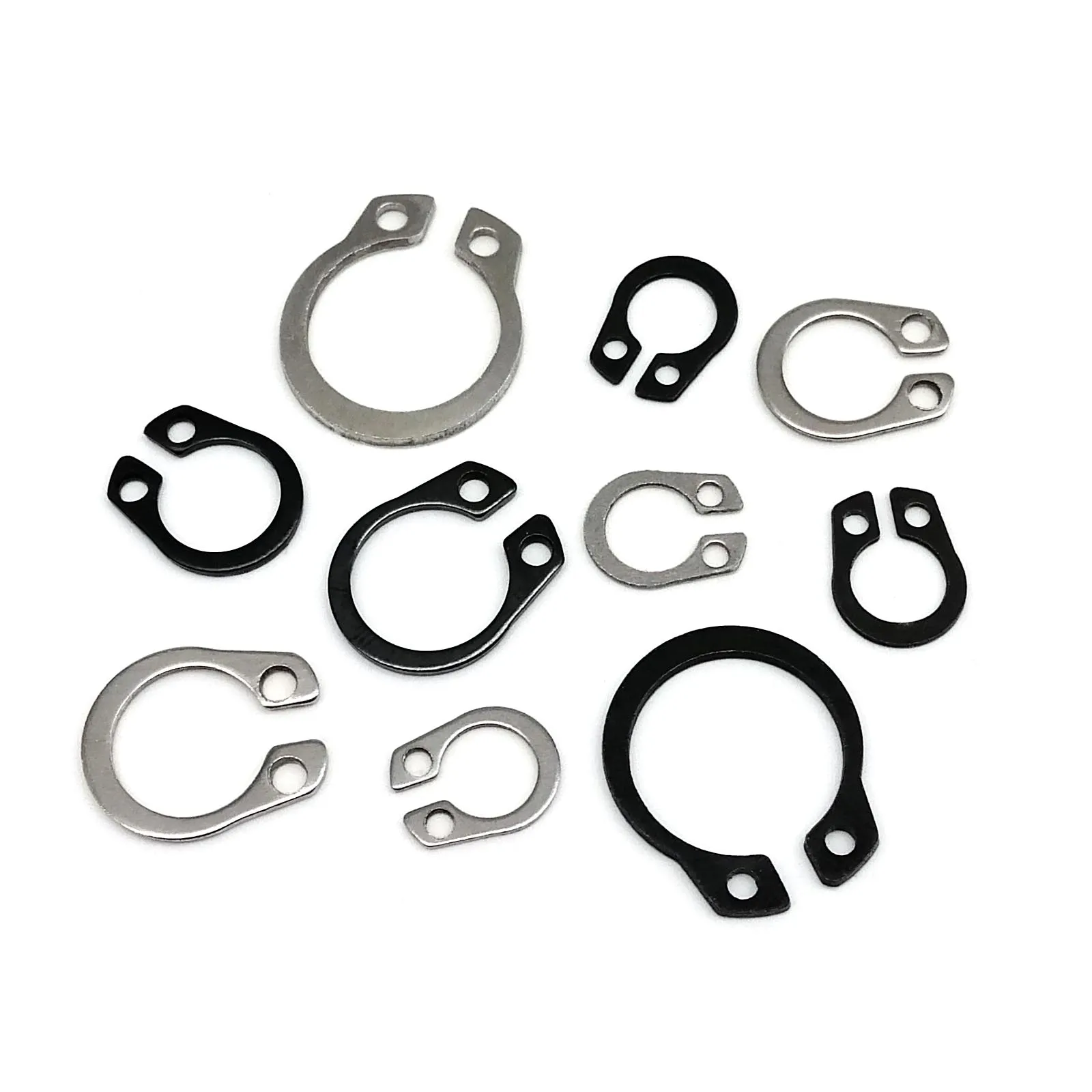 250/500/900pcs 5-20mm C Type External Circlip Kit Set Bearing Shaft Retaining Clip Snap Ring Black 65mn Stainless Steel GB894 retaining clip