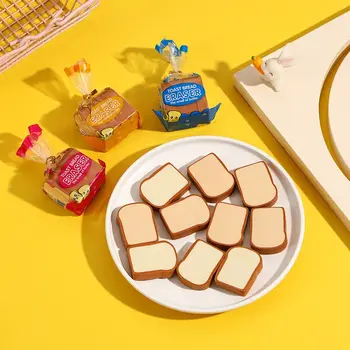 Set di 4 Gomme da Cancellare a Forma di Toast Kawaii, Kit in Gomma Morbida per Disegno Artistico, Cancelleria Carina per Scuola, Regali Creativi per Studenti e Bambini