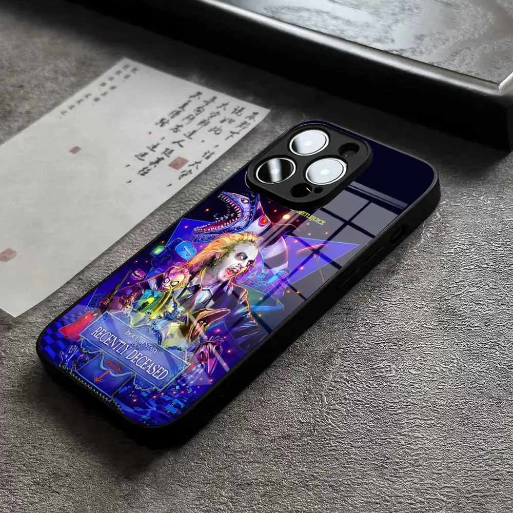 thumbnail image 1 of Funda de teléfono B-Beetlejuices 2 para iPhone 15 Pro Max 14 Plus 12 Mini 11 13 X XR XS 16 Plus SE con cubierta trasera de vidrio templado, 1 of 5