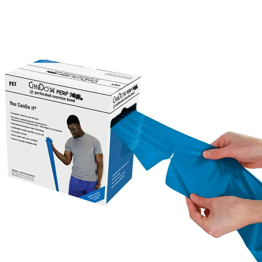 Perf 100 Low Powder Exercise Band, 100 yard with perforations, Blue: Heavy