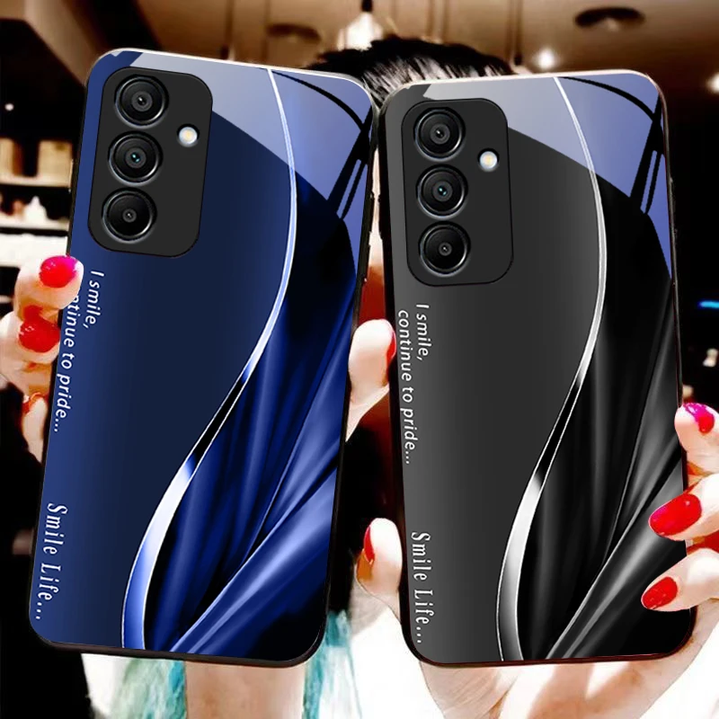 Soft Brown Red Tempered Glass Phone Case with Black Accents