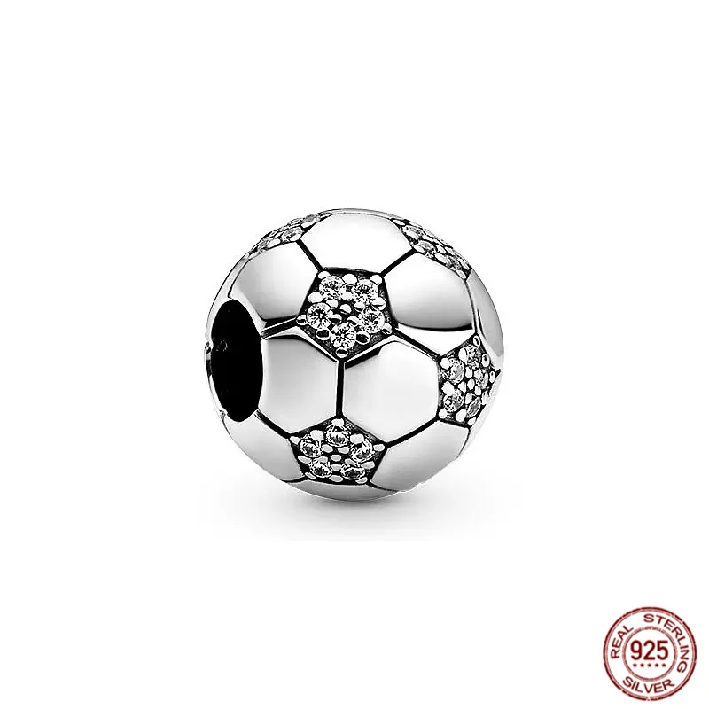 Abalorio de plata de ley 925 para pulsera Pandora, abalorio de la serie deportiva, compatible con brazalete Original de fútbol, Rugby, voleibol y bádminton