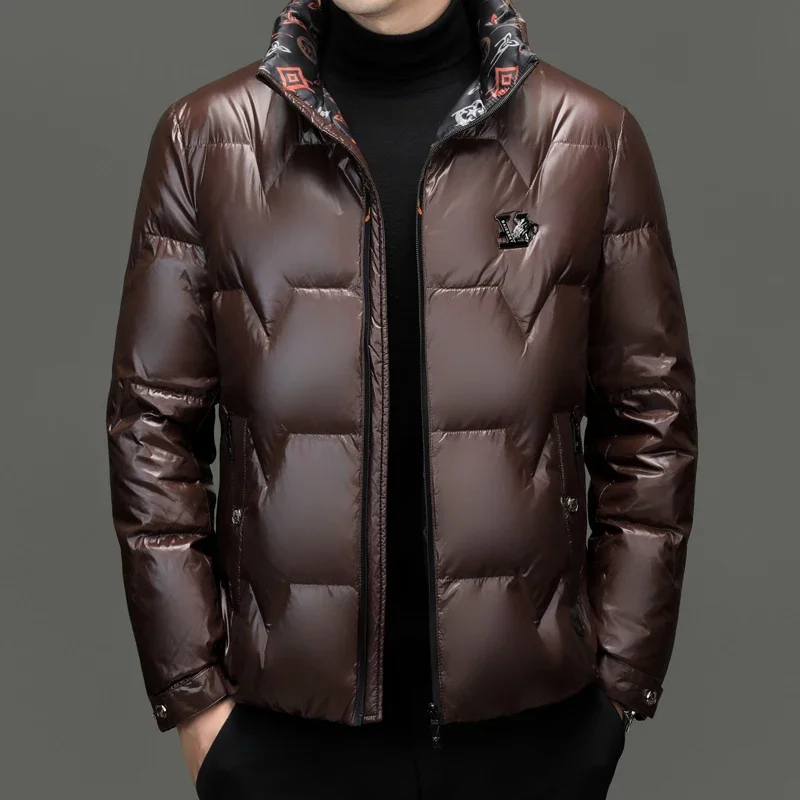 Ropa de diseñador para hombre, chaqueta impermeable para hombre, cuello alto, chaqueta de plumón ligera para hombre, abrigos de invierno con relleno de plumón de pato para hombre