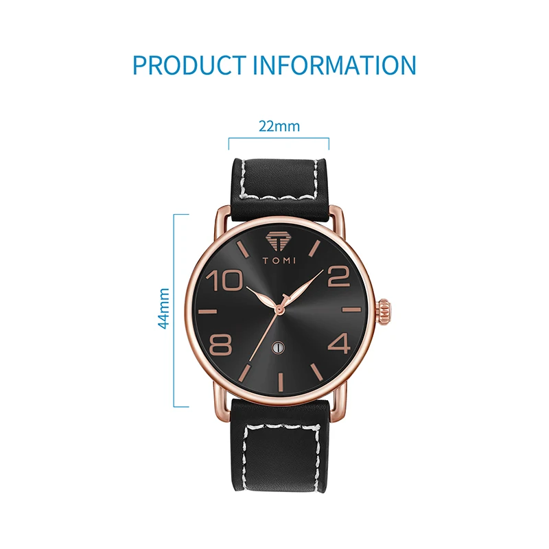TOMI High Quality Luxury Design Men's and Women's Quartz Watch Minimalist Fashion Calendar Quartz Casual Watch 6