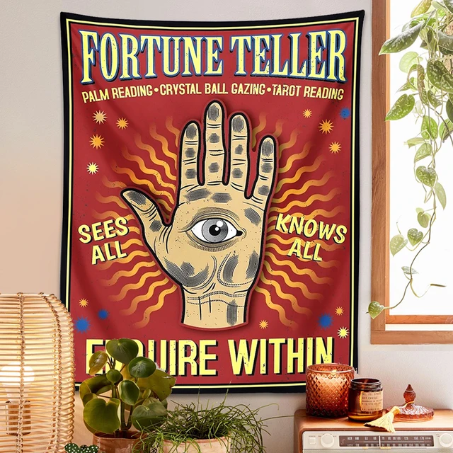 Tarot Mágikus Kézi Gobelin Falfájdozó Szerencse Szeme Szüreti Pszichés Boszorkány Művészeti Kárpit Nappali Hálószoba Lakberendezési Dekoráció - Image 2