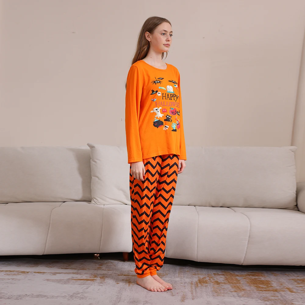 Happy Halloween Family Clothes Cartoon Print Parent-child Matching Pajamas Set 2 Pcs Suit Baby Romper Soft Sleepwear Family Look