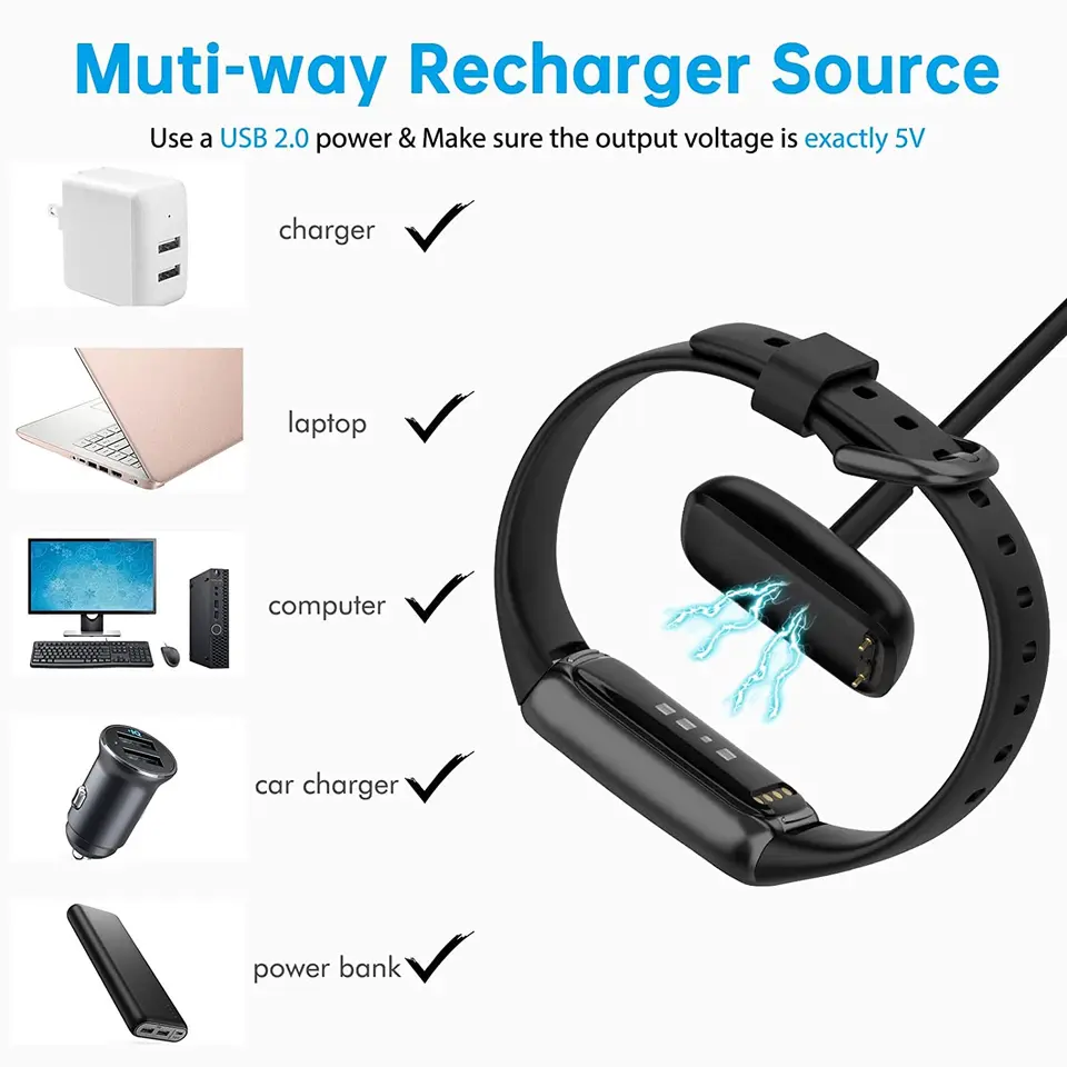 2パック充電ケーブルfitbitラックス & 充電5、アップグレード 2パック充電ケーブルfitbitラックス & 充電5、アップグレード