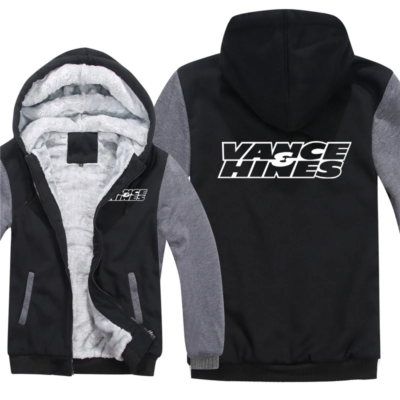 Vance and Hines Hoodies Men Coat Winter Warm Fleece Vance and Hines Sweatshirts Jacket 4