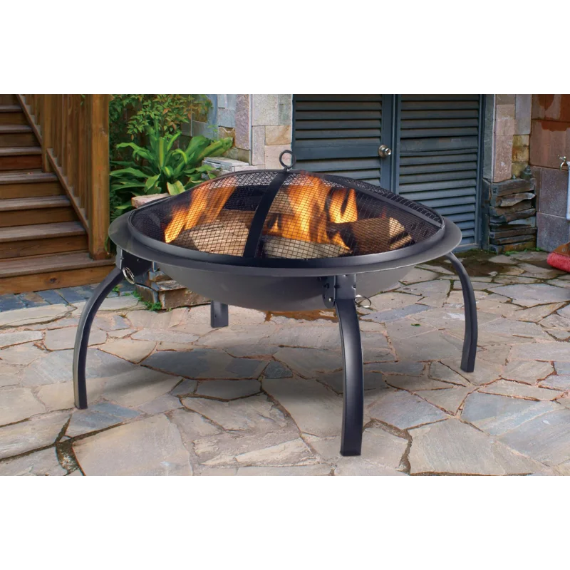 

Living Accents SRFP481 Fire Pit 17.7" H x 34" W x 34" D, Black