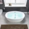 55 inch Acrylic Freestanding Bathtub Contemporary Soaking White Tub with Brushed Nickle Overflow and Drain DURABLE 5