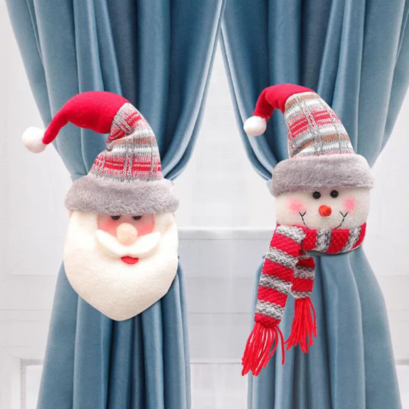 Christmas Curtain Buckle Xmas Santa Claus Curtain Tieback Hook Clips Hanging Ornament Buckle Clip Holdback Window Decor