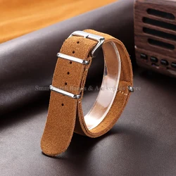 Luxurious Soft Suede Leather Watch Strap with Stainless Steel Buckle - 22mm (Brown)