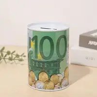 Metal Piggy Bank Tinplate Euro Dollar Pattern Design Money Box Safe Cylinder For Deposit Boxes 6 Color M2M7 1