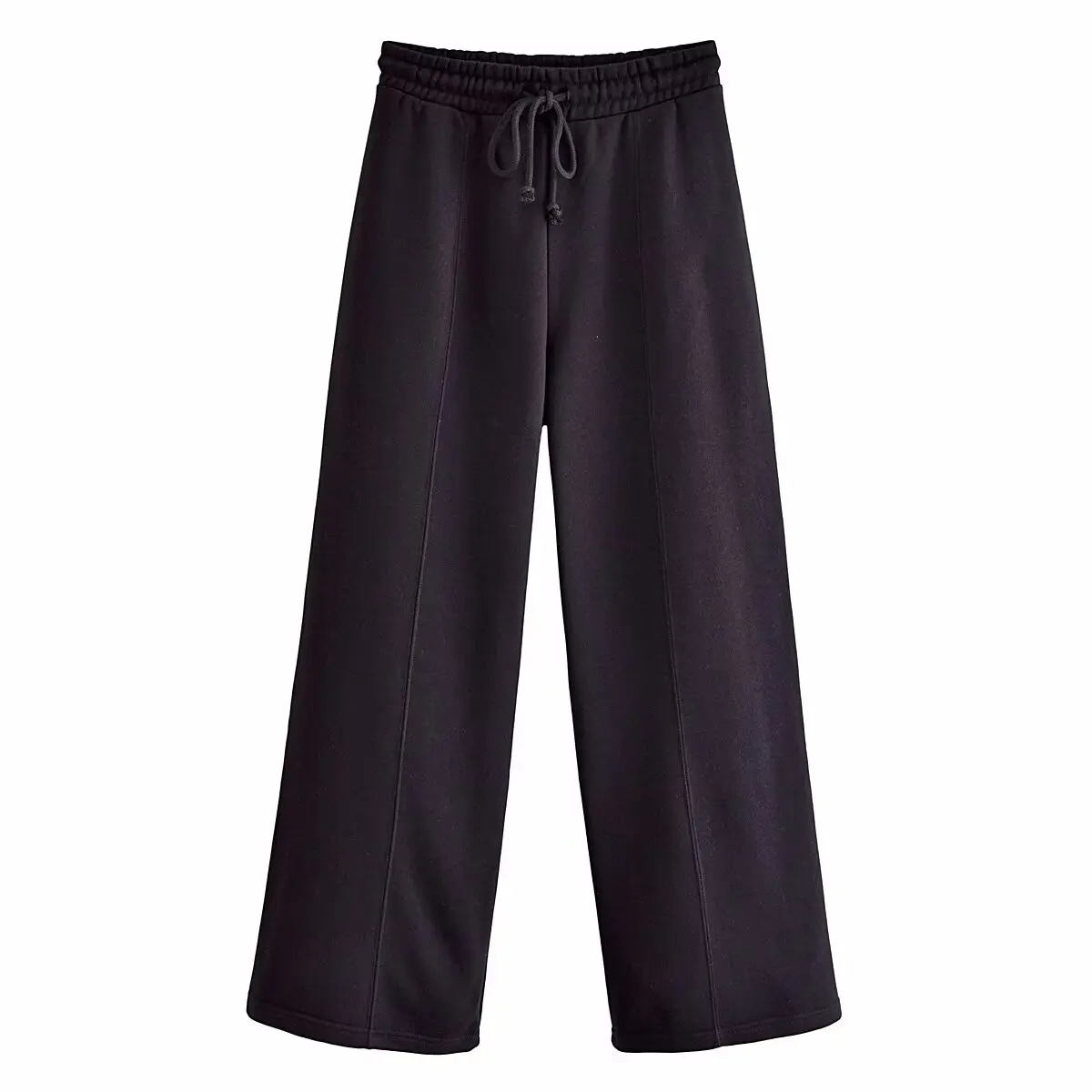 HH TRAF Pantalones nuevos de otoño para mujer, pantalones largos holgados sólidos, pantalones largos de franela con cintura alta y cintura elástica salvaje con cordones para mujer