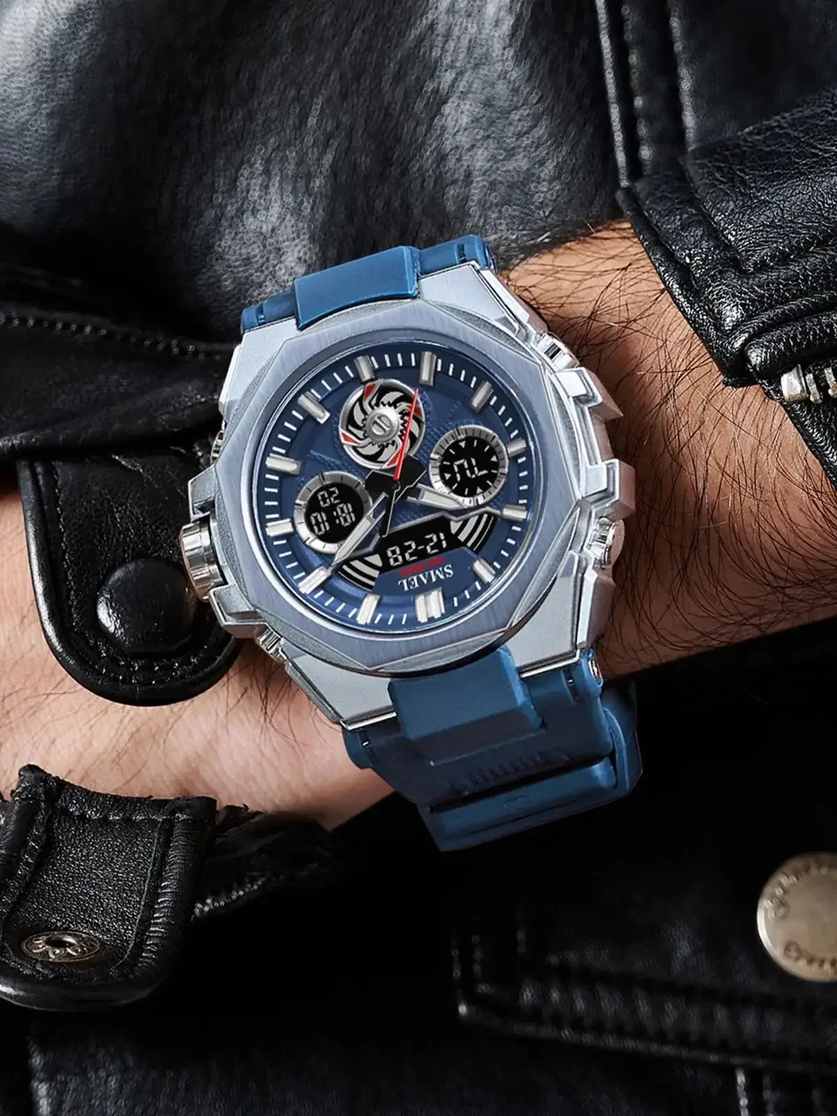SMAEL 8098 Watch for Men Brand Quartz Digtal Dual Time Waterproof Shock Resistant Back Light Alarm Fashion 3