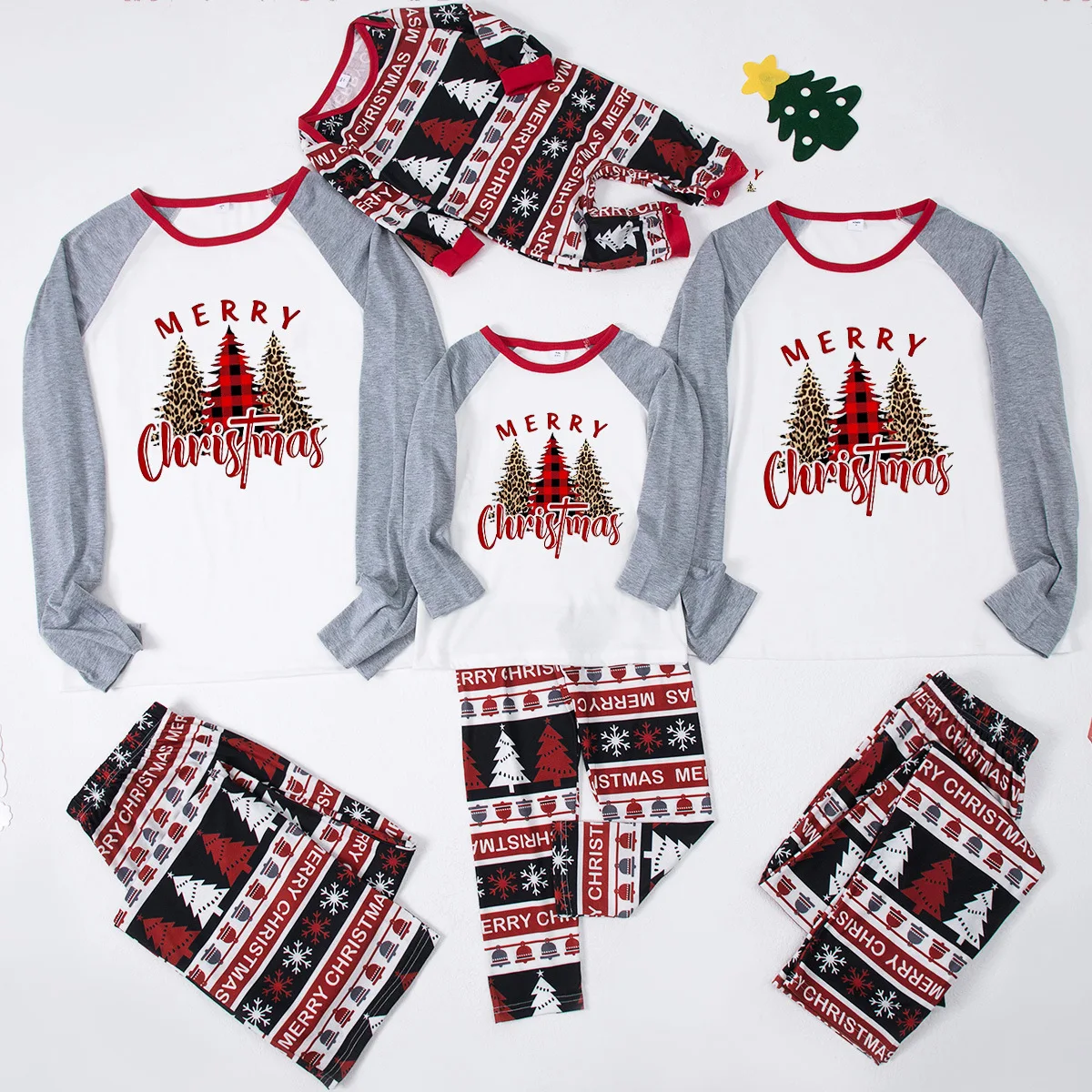 thumbnail image 1 of Nuevo conjunto de pijama de 2 piezas con estampado de árbol de Papá Noel para la familia, para padres e hijos, ropa de dormir, pijama para bebé, 1 of 5